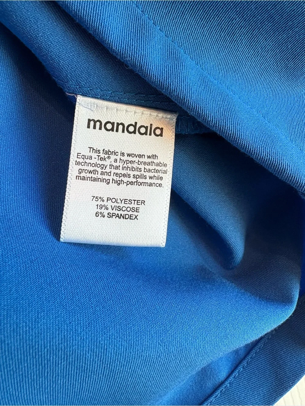 Mandala Scrub Top Royal Blue V-Neck Oversized Style Short Sleeve Top Size Large - Picture 5 of 9
